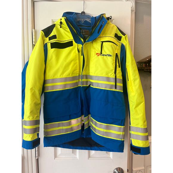 5.11 Tactical Jacket Hi Vis Full Zip Pockets Yellow Men M Care Flight Utility - Picture 1 of 16
